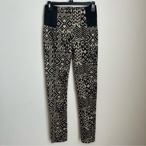Honey Bun Tan Black African Tribal Boho Pull-On Trouser Ankle Pant Leggings Sz S